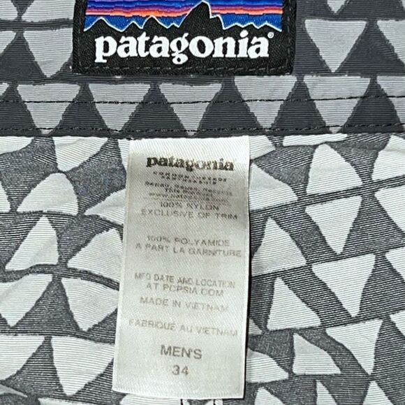 Patagonia Mens Board Surf Beach Shorts Geometric Print Sz 34 W - Picture 4 of 5